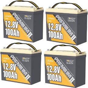 power queen 12V 100Ah Mini LiFePO4 Lithium Battery, Deep Cycle Battery with Upgraded 100A BMS, Max 1280Wh Energy, Up to 15000 Cycles & 10-Year Lifespan for RV, Solar, Trolling Motor & Camping