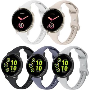 5 Pack Slim Silicone Watch Bands Compatible with Garmin Vivoactive 6/ Vivoactive 5, 20mm Thin Soft Narrow Sport Replacement Wristband Straps for Garmin Vivoactive 3 Music/Forerunner 55/165