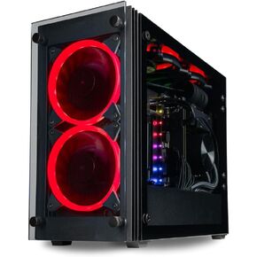 Stratos Mini Gaming Desktop - NVD GeForce RTX 5060 TI 16GB, AMD Ryzen 7 5700X, 32GB DDR5 RAM, 2TB NVMe SSD, WiFi, Windows 11 Pro - Tiny Liquid Cooled RGB Gamer Computer