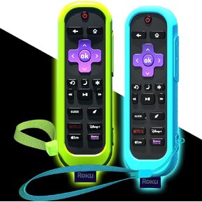 2Pack Cover for Roku Voice Remote Pro (2nd Edition), Case Compatible with Hisense TV Controller, Silicone Sleeve for TCL Smart TV Control Holder Glow in The Dark Purple Blue
