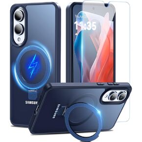 for Samsung Galaxy S25 Edge Case with Stand, Magnetic Case for Magsafe with Screen Protector Matte Translucent Cover with Kickstand & Ring Holder for Galaxy S25 Edge, Black