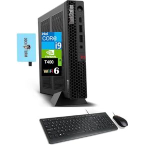 Lenovo ThinkStation P3 Tiny Workstation Mini Desktop (Intel i9-14900 vPro, T400 4GB, 8GB DDR5, 2TB PCIe SSD, WiFi 6, Bluetooth 5.3, RJ-45, 1x DP; 3X mDP, Win 11 Home) w/DKZ USB Port Expander