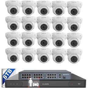 ONWOTE 12MP NVR 32 Channel Security Camera System PoE, 20x 5MP 30FPS Outdoor Audio PoE IP Camera, AI Human Vehicle Detection, 32CH 6K 4K Commercial NVR 8TB, 4 HDD Ports Support 40TB, CCTV for Business