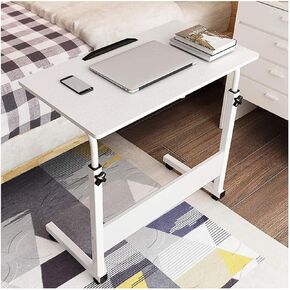 Bed Table Mobile Laptop Computer Stand Desk Cart Tray Side Table for Bed Sofa Portable Computer Desk for Living Room Bedroom (Color : Size : 80x50cm) (White 80x40cm)