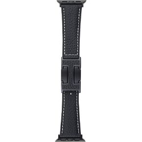 Leather Magnetic Watch Band Compatible with Apple Watch 49mm 45mm 44mm 42mm 41mm 38mm, with H-Shaped Buckle for Women Men iWatch Ultra/SE/Ultra 2/Series 10/9/8/7/6/5/4/3/2/1