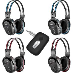 SIMOLIO Universal 2 Channel Car Headphone Wireless for Honda Odyssey Pilot 2010-2023, 3.5mm Bluetooth Adapter for Car Stereo with 35H Battery Life, Volume Control, Hands-Free Calls, Dual Connection