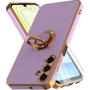 متوافق مع حالة هاتف Galaxy A15-5G ، Samsung Galaxy A15 5G Case مع حامي شاشة زجاجية 2 ، 360 درجة قابلة للتدوير قابلة للتدوير كيكستاند غلاف لطيف (أخضر ، 6.5 بوصات -15)