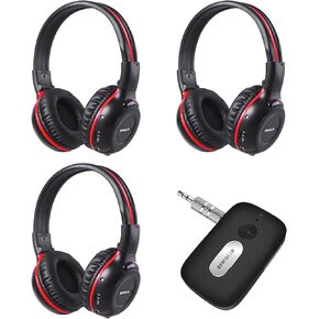 SIMOLIO Wireless Infrared Headphones for Car DVD Universal 2 Channel, Bluetooth AUX Adapter for Car Stereo System with 35H Battery Life, Volume Control, Music Streaming, Hands-Free Calls