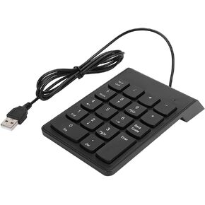18 Key USB Keyboard Mini Mute Small Keypad Wired Digital for Desktop Desktop Sculpture, Number Pad Keyboard Financial Business (Black)