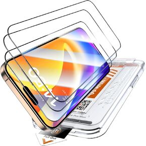 LK 3 Pack for iPhone 15 Pro Max Screen Protector Tempered Glass [One-Pull Install] [Auto-Dusting 0 Bubble] Military Grade Shatterproof, Full Coverage Top 9H Screen Protector for 15 Pro Max, HD Ultra
