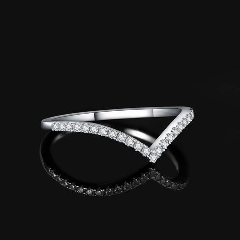 JewelryPalace V Shape Round Cut Moissanite Wedding Band for Women, 14K Yellow Gold Plated 925 Sterling Silver Promise Ring for Her, Simulated Diamond Anniversary Stackable Rings VVS D-F 9 in Saudi Arabia