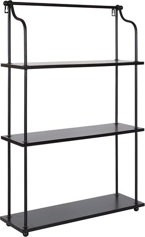 Kate and Laurel Walters Wood and Metal 3-Tier Shelving, 21" x 32", Rustic Brown and Black, Shabby-Chic Industrial Shelves for Storage and Decor in Kuwait