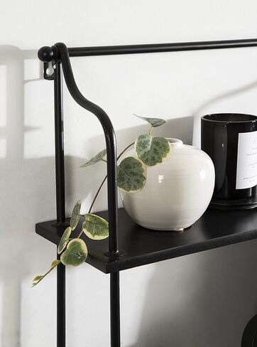 Kate and Laurel Walters Wood and Metal 3-Tier Shelving, 21" x 32", Rustic Brown and Black, Shabby-Chic Industrial Shelves for Storage and Decor in Kuwait