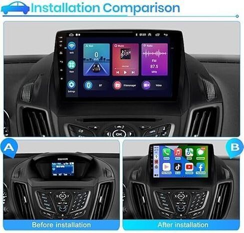 9 Inch Android 13 Car Stereo for Ford Escape 2013 2014 2015 2016 Touchscreen Car Radio Double Din w/Wireless Carplay Android Auto GPS Bluetooth FM AM AHD SWC BT Backup Camera Mic, 2+32G in Kuwait