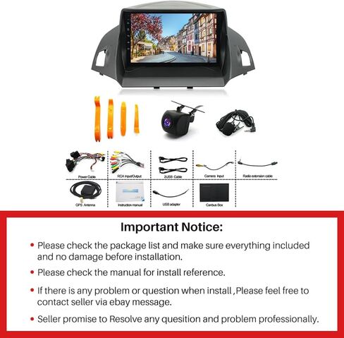 9 Inch Android 13 Car Stereo for Ford Escape 2013 2014 2015 2016 Touchscreen Car Radio Double Din w/Wireless Carplay Android Auto GPS Bluetooth FM AM AHD SWC BT Backup Camera Mic, 2+32G in Kuwait