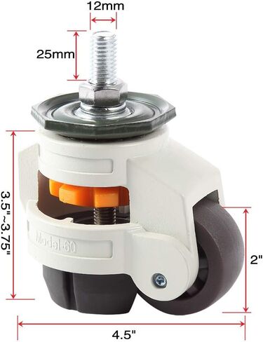 Skelang 4 Pcs Stem Leveling Machine Caster, Retractable Caster Wheel for Industrial Machine Equipment, Heavy Workbench, Movable Furniture, Total Load Capacity 2200Lbs in Saudi Arabia
