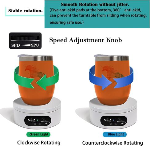 LED Rotating Display Stand, Lighted Base- Crystal Glass Art, 360 Degree Automatic Mute Rotating Turntable, Motorized Display Stand with Colorful Lights, Tumbler Supplies Spinner 4.72in in Saudi Arabia