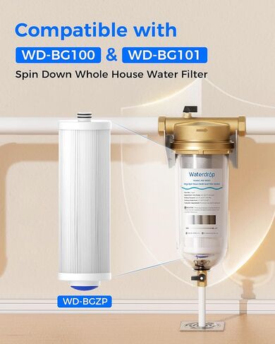 خرطوشة استبدال فلتر مياه الرواسب Waterdrop 5 ميكرون لنظام تصفية المياه WD-BG100 Mega Spin Down للمنزل بالكامل، 10 × 3 بوصة PP خرطوشة بديلة لفلتر القطن حزمة من 4 in Saudi Arabia