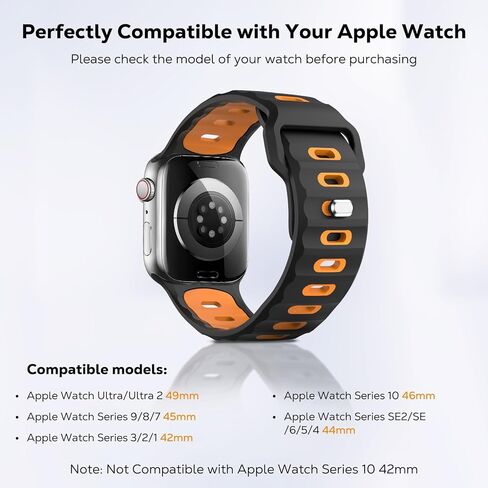 2PACK Watch Band Compatible with Apple Watch Ultra 2/Ultra 49mm,S10 46mm,9/8/7 45mm,SE2/SE/6/5/4 44mm,3/2/1 42mm,Thickened Silicone Strap Replacement Sport Wristband in Kuwait