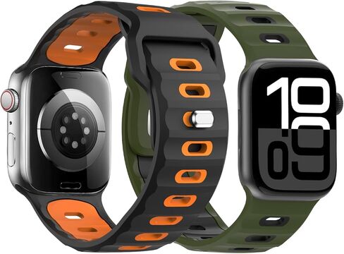 2PACK Watch Band Compatible with Apple Watch Ultra 2/Ultra 49mm,S10 46mm,9/8/7 45mm,SE2/SE/6/5/4 44mm,3/2/1 42mm,Thickened Silicone Strap Replacement Sport Wristband in Kuwait