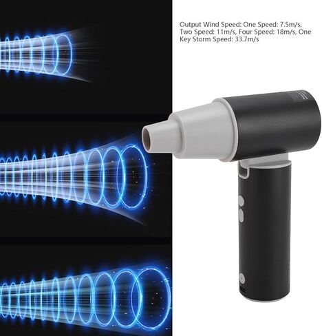 High Efficiency Air Duster with Brushless Motor, 110000 RPM, 5 Gear, 4400mAh, Multiple Nozzles Ideal for Dust Removal, Cooling, and Drying (White) in Saudi Arabia