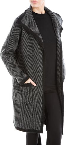 Max Studio Women's Long Sweater Cardigan, Brown/Rust Checkers, Small in Saudi Arabia