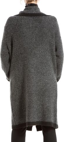 Max Studio Women's Long Sweater Cardigan, Brown/Rust Checkers, Small in Saudi Arabia