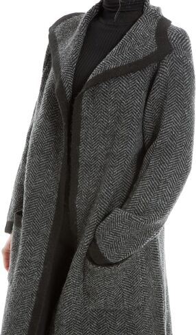 Max Studio Women's Long Sweater Cardigan, Brown/Rust Checkers, Small in Saudi Arabia