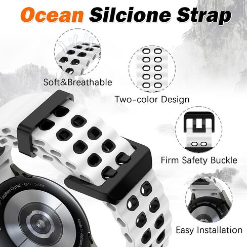 Sport Silicone Bands for Samsung Galaxy Watch 7 6 5 4 Band 40mm 44mm/Watch FE 40mm/5 Pro 45mm/6 Classic 43mm 47mm,No Gap Ocean Double Color Breathable Strap for Men Women in Saudi Arabia