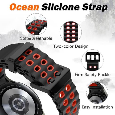 نطاقات سيليكون رياضية لـ Samsung Galaxy Watch 7 6 5 4 Band 40mm 44mm/Watch Fe 40mm/5 Pro 45mm/6 Classic 43mm 47mm ، No Gap Ocean Color Treptrap للرجال نساء in Kuwait