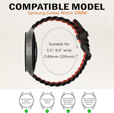 نطاقات سيليكون رياضية لـ Samsung Galaxy Watch 7 6 5 4 Band 40mm 44mm/Watch Fe 40mm/5 Pro 45mm/6 Classic 43mm 47mm ، No Gap Ocean Color Treptrap للرجال نساء in Kuwait