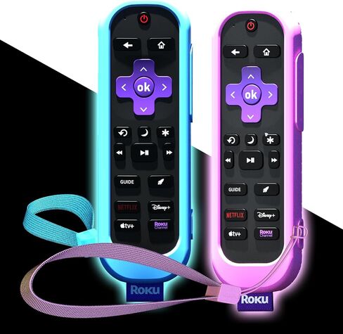 2Pack Cover for Roku Voice Remote Pro (2nd Edition), Case Compatible with Hisense TV Controller, Silicone Sleeve for TCL Smart TV Control Holder Glow in The Dark Purple Blue in Kuwait