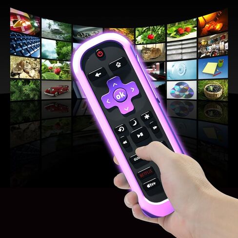 2Pack Cover for Roku Voice Remote Pro (2nd Edition), Case Compatible with Hisense TV Controller, Silicone Sleeve for TCL Smart TV Control Holder Glow in The Dark Purple Blue in Kuwait