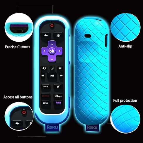 2Pack Cover for Roku Voice Remote Pro (2nd Edition), Case Compatible with Hisense TV Controller, Silicone Sleeve for TCL Smart TV Control Holder Glow in The Dark Purple Blue in Kuwait