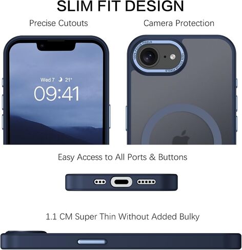 Bentoben for iPhone 16E Case ، [متوافق مع Magsafe] iPhone SE 4 2025 CASE MAGNECTER PHONE MATTE MATTE FROSTED SLIT SLICHPROOK GRAY in Kuwait