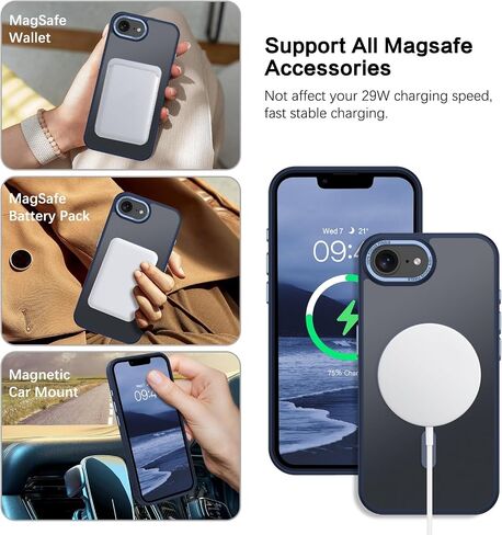Bentoben for iPhone 16E Case ، [متوافق مع Magsafe] iPhone SE 4 2025 CASE MAGNECTER PHONE MATTE MATTE FROSTED SLIT SLICHPROOK GRAY in Kuwait