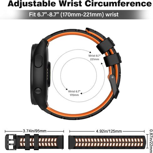 OVERSTEP 22mm Silicone Band Compatible for Garmin Vivoactive 4, Venu 3/2, Forerunner 265, 255, Samsung Gear S3 Frontire, Galaxy Watch 46mm/Watch 3 45mm Smart Watch, Replacement Quick Released Sport Watch Strap in Kuwait