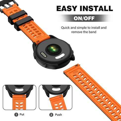 OVERSTEP 22mm Silicone Band Compatible for Garmin Vivoactive 4, Venu 3/2, Forerunner 265, 255, Samsung Gear S3 Frontire, Galaxy Watch 46mm/Watch 3 45mm Smart Watch, Replacement Quick Released Sport Watch Strap in Kuwait