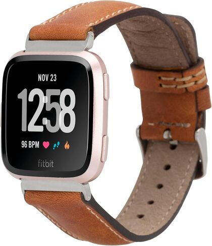 فرقة الساعات الذكية ، متوافقة مع Fitbit Versa 1 ، Versa 2 ، Versa Lite ، جلد أصلي مصنوع يدويًا ، فرقة Fitbit Watch ، حزام جلدي بديل للرجال والنساء in Kuwait