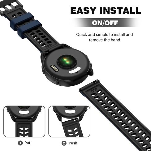 Overstep 22mm Silicone Band متوافق مع Garmin Vivoactive 4 ، Venu 3/2 ، Forerunner 265 ، 255 ، Samsung Gear S3 Frontire ، Galaxy Watch 46mm/Watch 3 45mm Smart Watch ، Resembection Quick Sport Watch Strap in Kuwait