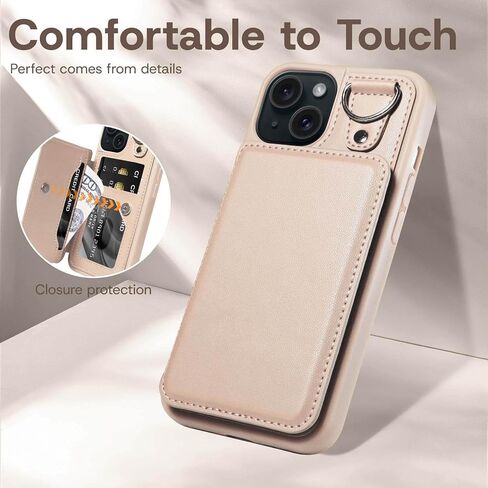 متوافق مع محفظة iPhone 15 Case مع حامل البطاقة ، فتحات بطاقة الائتمان RFID ، جلود Kickstand Leath in Saudi Arabia