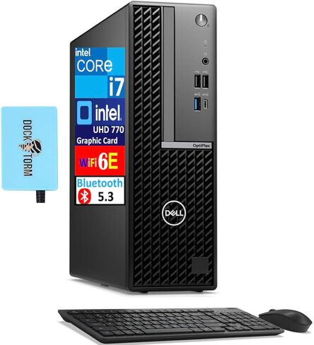 Dell OptiPlex 7020 Plus SFF Business Desktop (Intel i7-14700, 64GB DDR5, 1TB SSD + 3TB HDD, WiFi 6E, Bluetooth 5.3, RJ-45, 3 Display Port, Wireless KB & Mouse, Win11Pro) w/DKZ USB Port Expander in Saudi Arabia