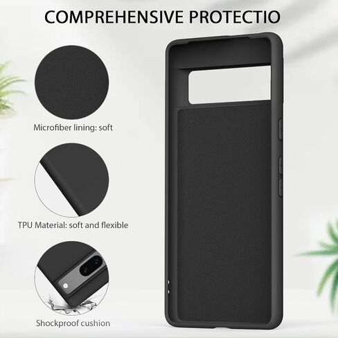 Vanjua Case Compatible with Google Pixel 7, Stylish Silicone Slim Full Body Protective Phone Cover for Google Pixel 7 Case 6.3 inch Black in Kuwait