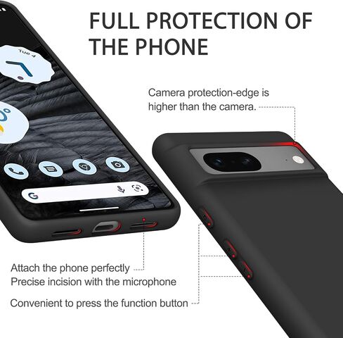 Vanjua Case Compatible with Google Pixel 7, Stylish Silicone Slim Full Body Protective Phone Cover for Google Pixel 7 Case 6.3 inch Black in Kuwait