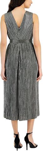 Anne Klein Women's Surplice Plisse Knit Foil Midi Dress W/Sash in Saudi Arabia