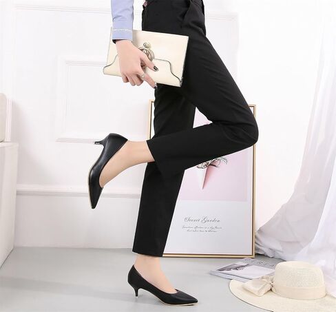 WUIWUIYU Womens Lovely Colors Low Kitten Heel Pointed Toe Dress Work Wedding Pumps Bridal Shoes in Kuwait