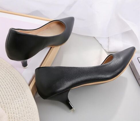 WUIWUIYU Womens Lovely Colors Low Kitten Heel Pointed Toe Dress Work Wedding Pumps Bridal Shoes in Kuwait