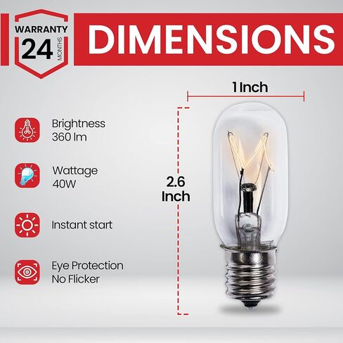 استبدال لمبة الهيمالايا الخفيفة لمصابيح ملح الهيمالايا المتوسطة/الكبيرة والصخور والمصابيح المتوهجة طويلة الأمد E12 قاعدة الشمعدانات القابلة للتعتيم حزمة من 6 (25W-T6-6PK) in Kuwait