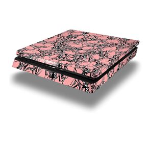Vinyl Decal Skin Wrap compatible with Sony PlayStation 4 Slim Console Scattered Skulls Pink (PS4 NOT INCLUDED)