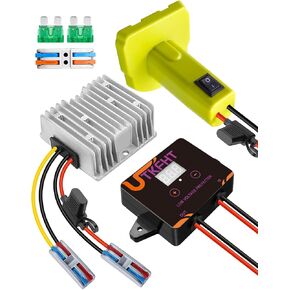 خطوة من 18 فولت إلى 12 فولت لأسفل محول الجهد متوافق مع بطارية Ryobi 18V ، منظم الجهد DC 15A MAX 120W محول بطارية عجلة الطاقة ، انطلق إلى أسفل المحول مع حماية منخفضة الجهد